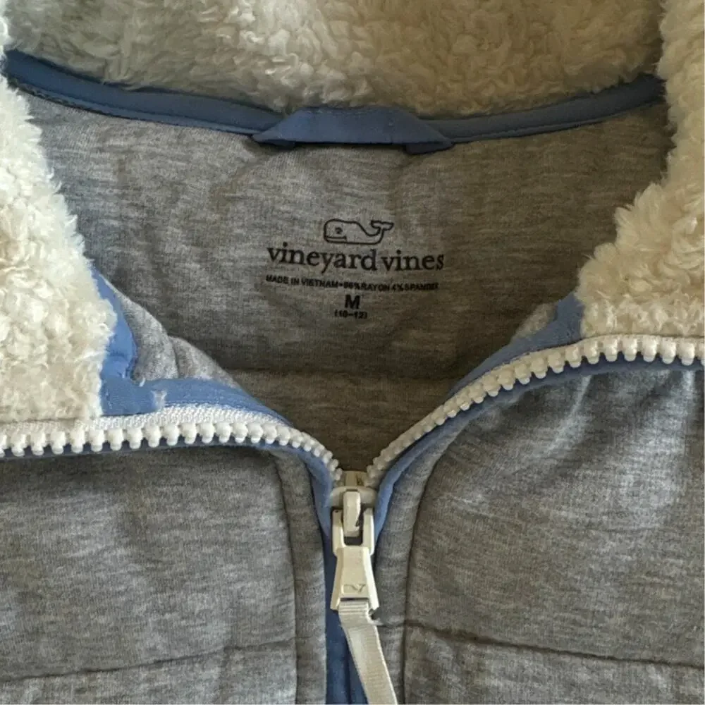 Vineyard Vines Girls Dreamcloth Vest Heather Gray Full Zip Size M